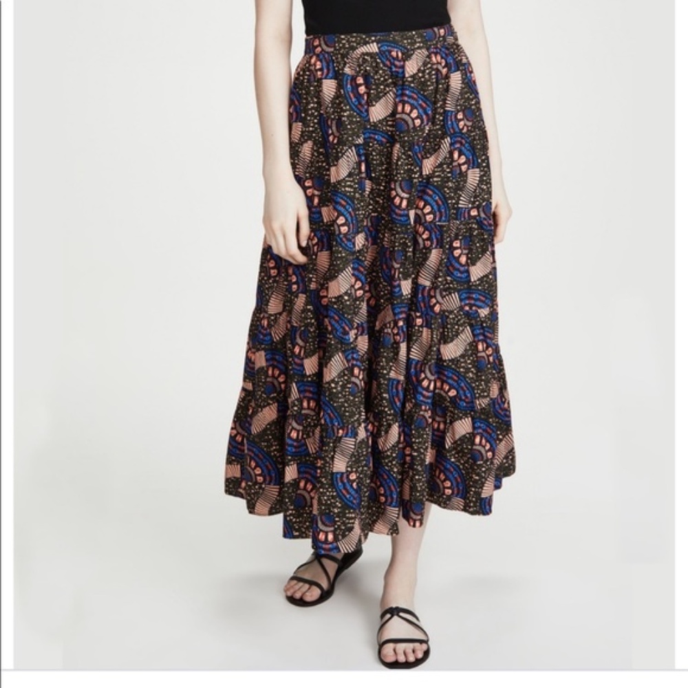 Ulla Johnson Sylvie Tiered Poplin Printed Skirt